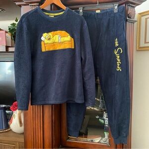 Simpson’s Adult Unisex Fleece Crewneck & Jogger 2pc Set Navy Homer Loungewear